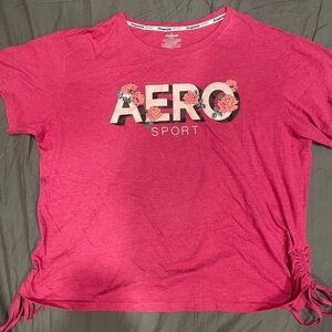 Aeropostale Pink Graphic Tee with Floral Accents